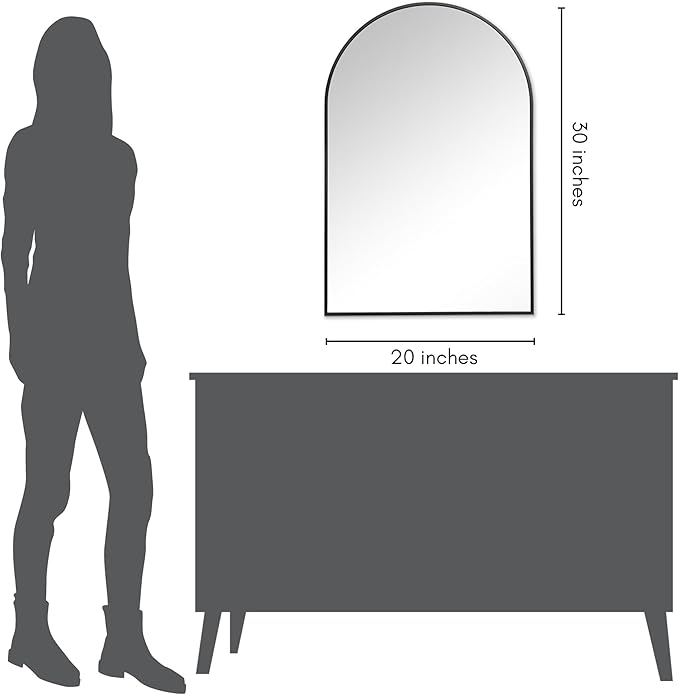 Americanflat 20x30 Arched Mirror - Large Hanging Mirror with Aluminum Frame - Modern Mirror for Bathroom, Bedroom, Living Room - Mirrors for Wall Display and Home Decor - Black