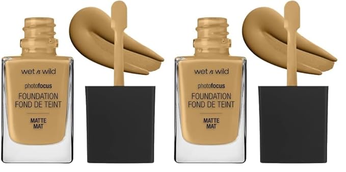 Wet n Wild Photo Focus Matte Liquid Foundation Amber Beige, Vegan & Cruelty-Free (Pack of 2)
