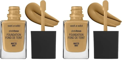 Wet n Wild Photo Focus Matte Liquid Foundation Amber Beige, Vegan & Cruelty-Free (Pack of 2)