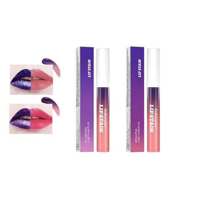 2PCS Pipe-off lip liner stain,line tattoo high-color Tint,Smudge-Proof,Waterproof,light brown/dark brown/burgundy long-lasting,Nude Matte Tint,Non-Fading, Full Coverage（#1+#3）