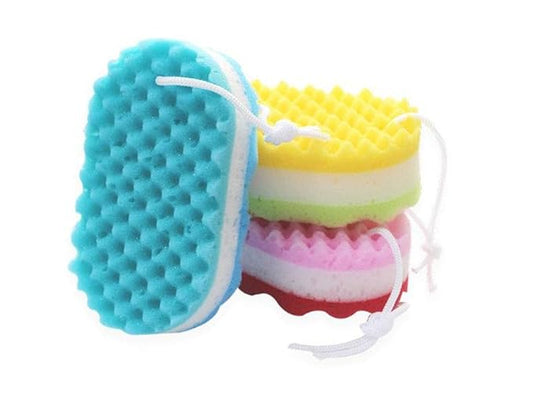 WOIWO 3 Pieces 100% Fiber Sponge Bath Sponge Body Scrubber, Super Size, Delicate, Soft And Rich Foam, Can Be Reused To Remove Dirt And Excess Grease From Cosmetics