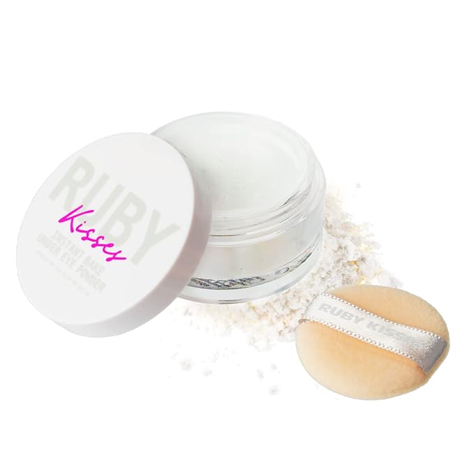 Ruby Kisses Instant Bake Undereye Powder - Vegan, Cruelty Free Powder for Brightening Eyes and Smudge-Free Makeup (Translucent)