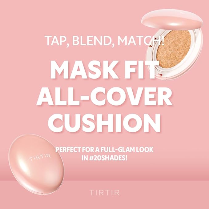 TIRTIR Mask Fit All Cover Pink Cushion Foundation | High coverage, Velvety Matte Finish, Lightweight, Flawless, Corrects Redness, Korean Cushion (#17W French Vanilla, Full Size, 0.63 Fl Oz)