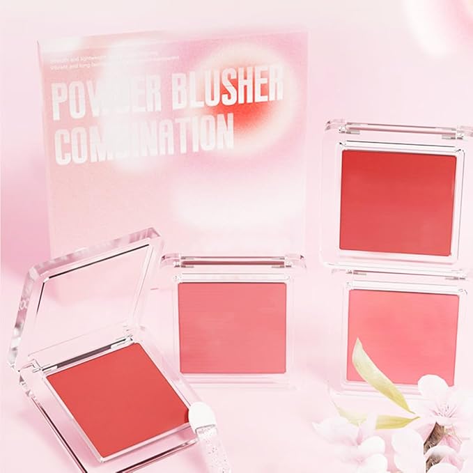 4 Color Matte Blush Palette - Buildable, Long-Lasting Pressed Powder Blusher with Brush, Cruelty-Free, Vegan, Compact Design for a Bright, Healthy Glow, Gift Set for Women