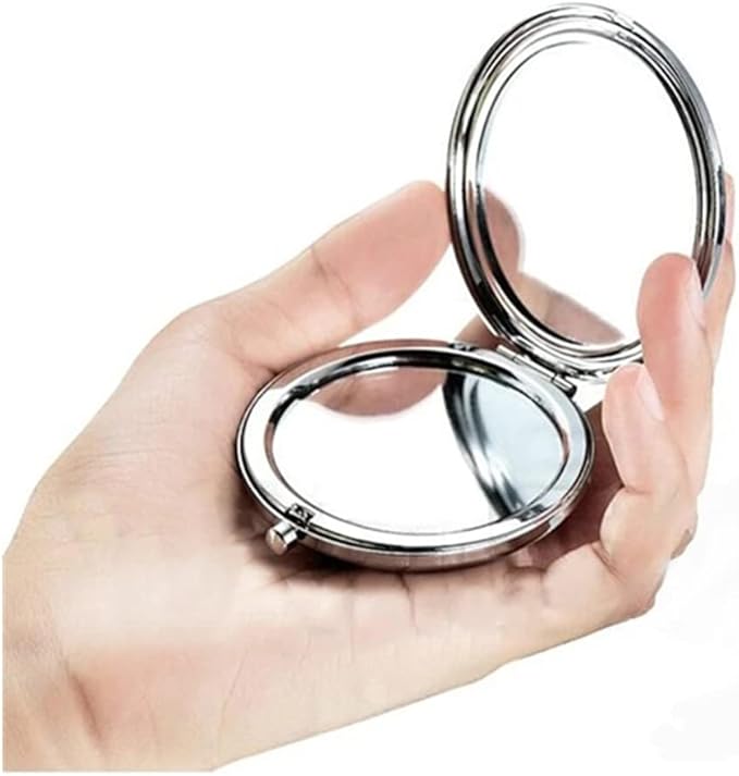 Magnifying Silver Compact Mirror - Mix Diamond Mirrors 1x/2x Magnification Travel Makeup Mirrors,Double Sided Small Pocket Mirror,Folding Purse Mirror,Cosmetic Mirror for Gift