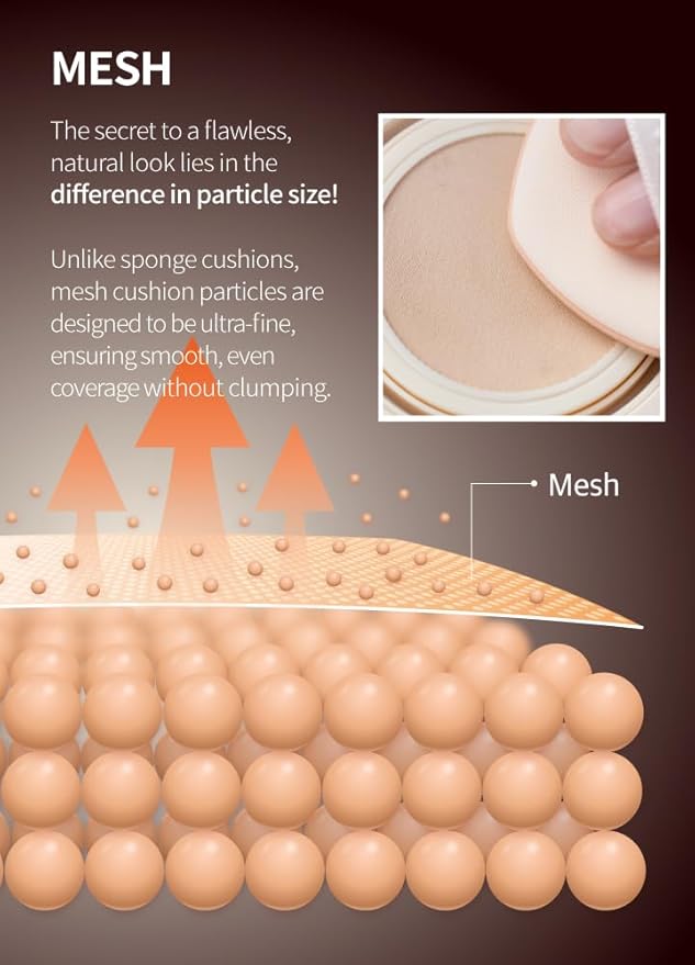 Mesh Tight Up Cushion foundation (03-Refil), Sweat proof, face makeup,Natural look, Long Lasting