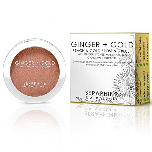 Seraphine Botanicals Ginger + Gold Illuminating Peach Frosting Blush - Vegan Cheek Color 0.11 oz