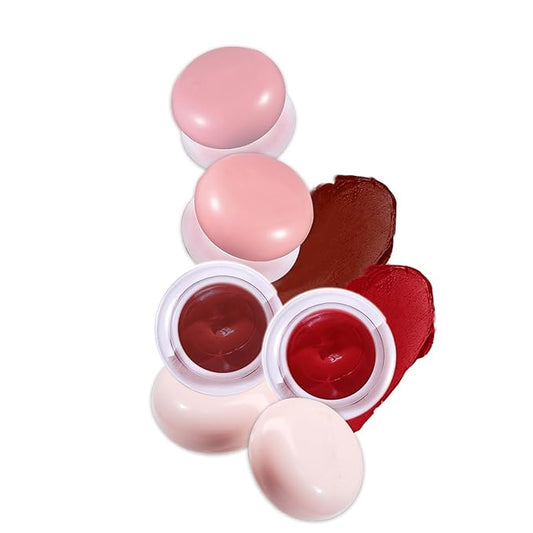 Pudding Pot for Lip and Cheek,Soft Matte Blush Blurry Makeup Blush Lipstick Multi-Use Natural Glow Face Blush Buildable Lip Tint High Pigment Long-Lasting (03#+04#)