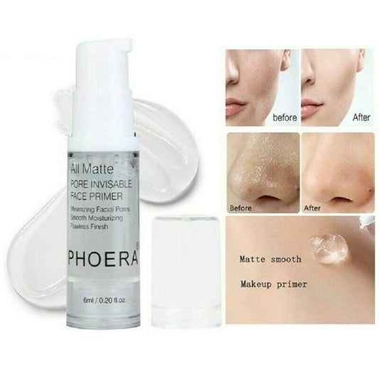Phoera Face Primer Invisible Pores Base Oil Control Added vitamins Makeup Base Pore Filler Moisturiser Matte Finish Long Lasting Makeup Skin Pore Minimizer UK Cosmetics AquaPurity 6ml…