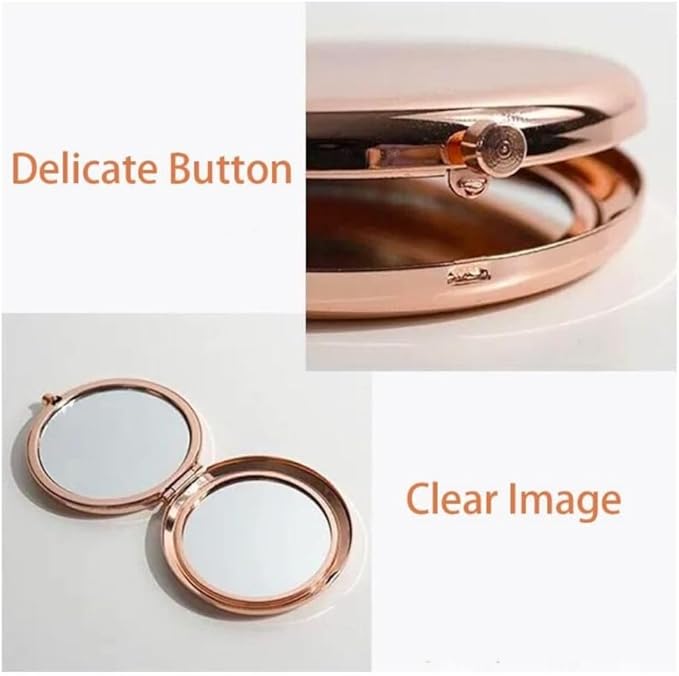 Magnifying Rose Gold Compact Mirror - Mix Diamond Mirrors 1x/2x Magnification Travel Makeup Mirrors,Double Sided Small Pocket Mirror,Folding Purse Mirror,Cosmetic Mirror for Gift