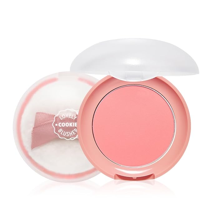 ETUDE Lovely Cookie Blusher - Sweet Coral Candy 4g | Glowing & Natural Powder Blush with Long-Lasting Sebum Control | Easy Application | Korean Makeup, Kbeauty, Perfect for Gift