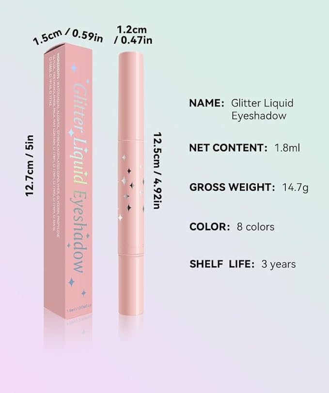 Diamond Liquid Eyeshadow, Multichrome Glitter Shiny Shimmer Eyeshadow, Longlasting, Highly Pigmented Intense Color, Highlighter, Illuminating Holographic Finish for Glowing Eye Face Body,01