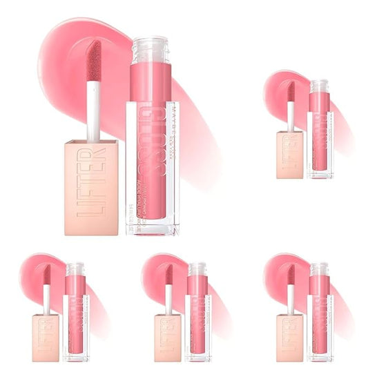 MAYBELLINE New York Lifter Gloss Hydrating Lip Gloss with Hyaluronic Acid, Gummy Bear, Sheer Light Pink, 1 Count (Pack of 5)