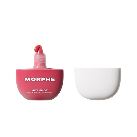 Morphe Hot Shot Blush Drops - Hydrating, Buildable Liquid Blush for Cheeks with Niacinamide and Antioxidants- Buildable, Waterweight Formula for a Natural Finish - Fireball (0.5 Fl Oz)