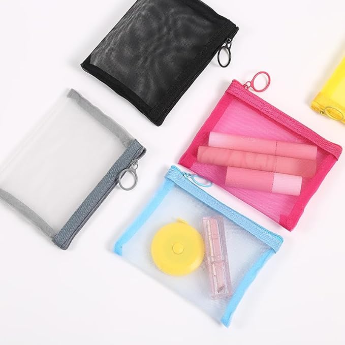 4" x 5" Mini Zipper Mesh Bags,Small Makeup Bag Pouch for Purse,Mesh Zipper Cosmetic Bags lipstick bag,Beauty Makeup Lipstick Cosmetic Accessories Organizer Travel Kit Storage Pouch 5PCS