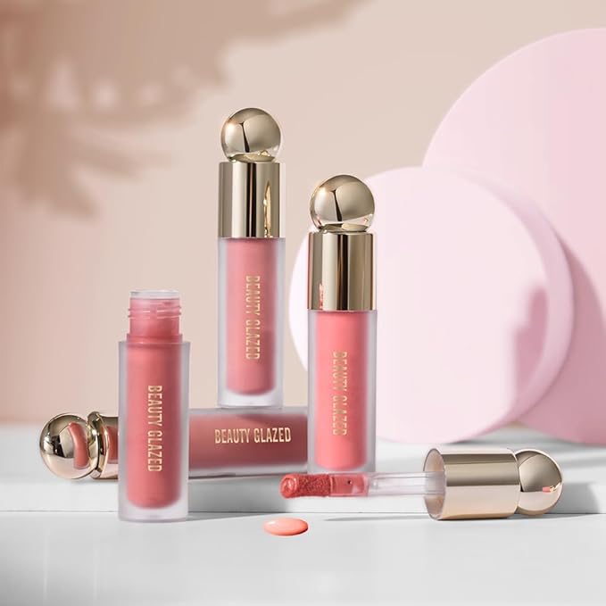 BEAUTY GLAZED Waterproof Matte Liquid Blush Stick Lightweight Cream Blush Moisturising Easy to apply Liquid Blush Multi-purpose Eyes lips Face Beauty Blush # 101