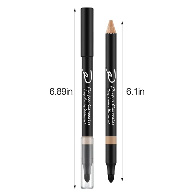 4pcs Concealer Pencil with Sponge,Full Coverage,Waterproof Under Eye Concealer Stick for Dark Circles,Blemishes,Aging Spots,Acne,Freckles