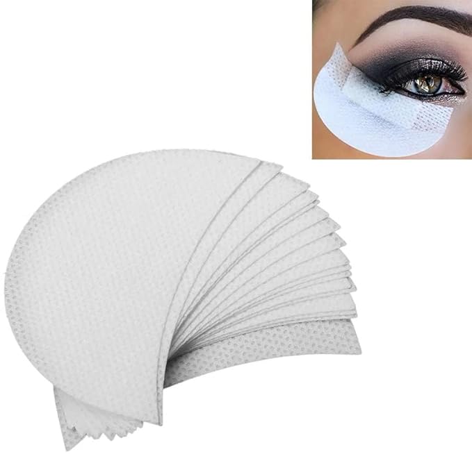 50 Pcs Under Eye Pads Under Eye Patches Lint Lash Extension Eye Patches Eyeshadow Lips Makeup Shields Professional Eyeshadow Stencils for Daily Makeup Use (7X4cm)