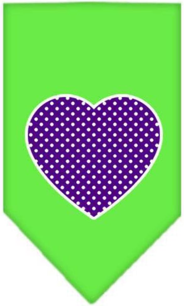 Mirage Pet Products Purple Swiss Dot Heart Screen Print Bandana for Pets, Small, Red