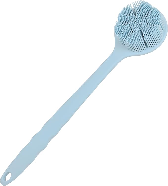 OWIIZI Extremely Soft Silicone Back Brush for Shower with Rich Lather, Reversible Body Bath Brushes Scrubber with Long Handle Skin Exfoliator for Women Elderly Wet Use