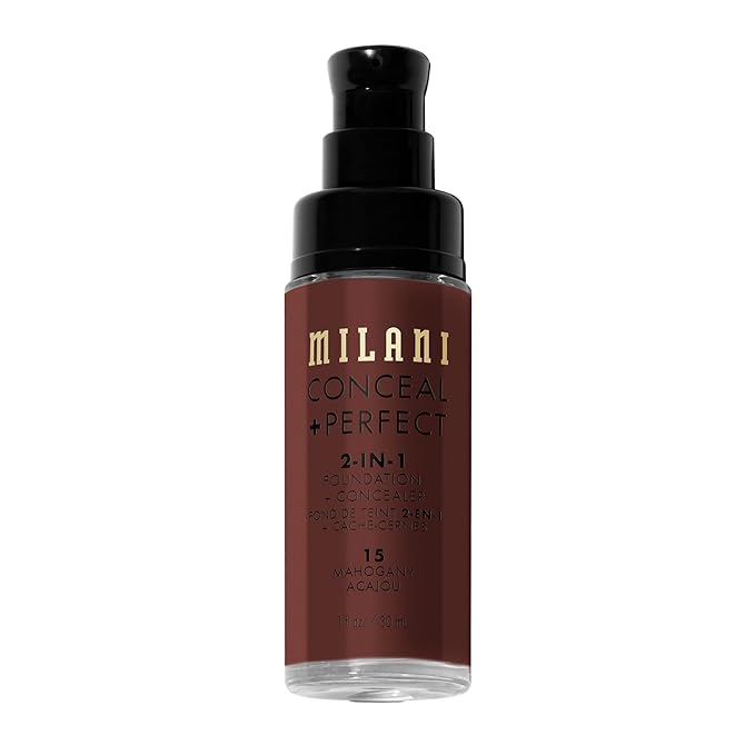 Milani Conceal + Perfect 2-in-1 Foundation + Concealer - Mahogany (1 Fl. Oz.) Cruelty-Free Liquid Foundation - Cover Under-Eye Circles, Blemishes & Skin Discoloration for a Flawless Complexion