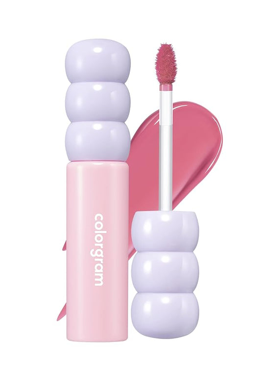 COLORGRAM Fruity Glass Tint 07 Shy Guava | Korean Long Lasting & Waterproof Lip Stain| Glossy Lip Gloss with Lovely Soft Pink Shade | Buildable, Blendable, Moisturizing, Non-Sticky | 0.11 Oz