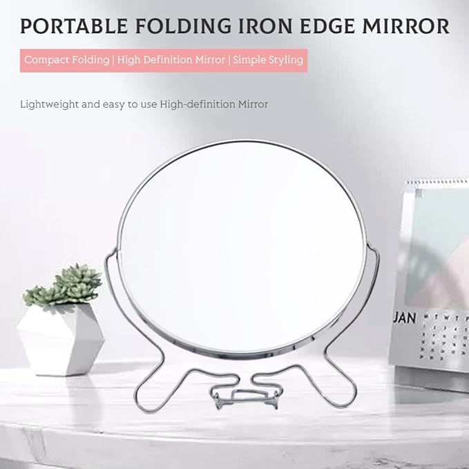 6inch Magnifying Mirror with Stand & Suction Cups, Two-Sided Portable Transparent Rotating Makeup Mirror Friendly Cosmetic Mirror for Handheld Table Wall-Mounted Use
