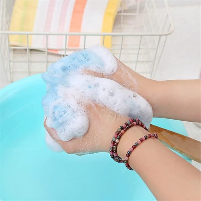 Loofah on a Stick Loofah Back Scrubber Exfoliating Body Sponge Shower Loofah Bath Sponge Long Handle Bath Brush for Men Women Blue