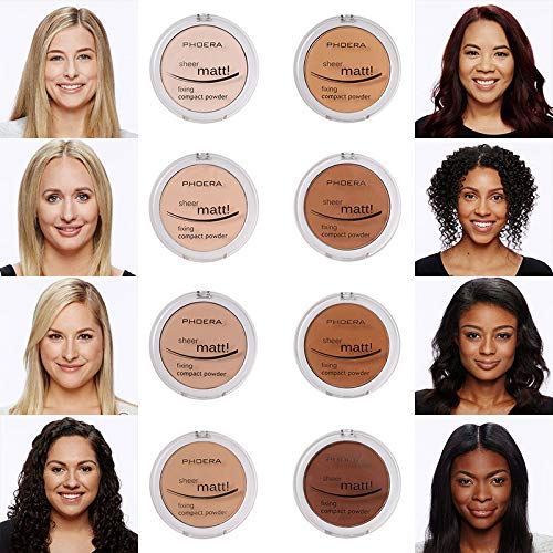 2 Pack PHOERA Matte Face Powder, Control Oil Brighten Skin Color Cover Blemish Makeup Face Setting Setting Powder Foundation。 (207-Sand)