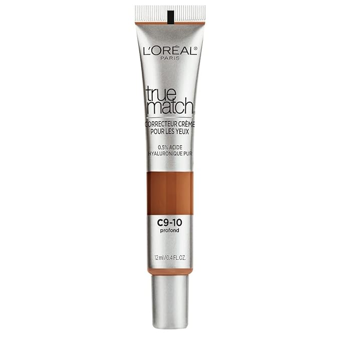 L’Oréal Paris True Match Eye Cream in a Concealer, 0.5% hyaluronic acid, Deep C9-10, 0.4 fl. oz.