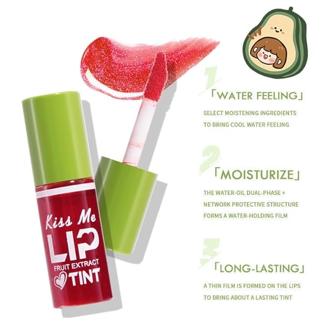7 Colors Lip Tint Stain Set, Watery Lip Stain Mini Liquid Matte Lipstick,Moisturizing Lip Stain, Long-Lasting,Non-Stick Tinta Para Labios, Waterproof and High Pigment Lip Makeup (02# AVOCADO)