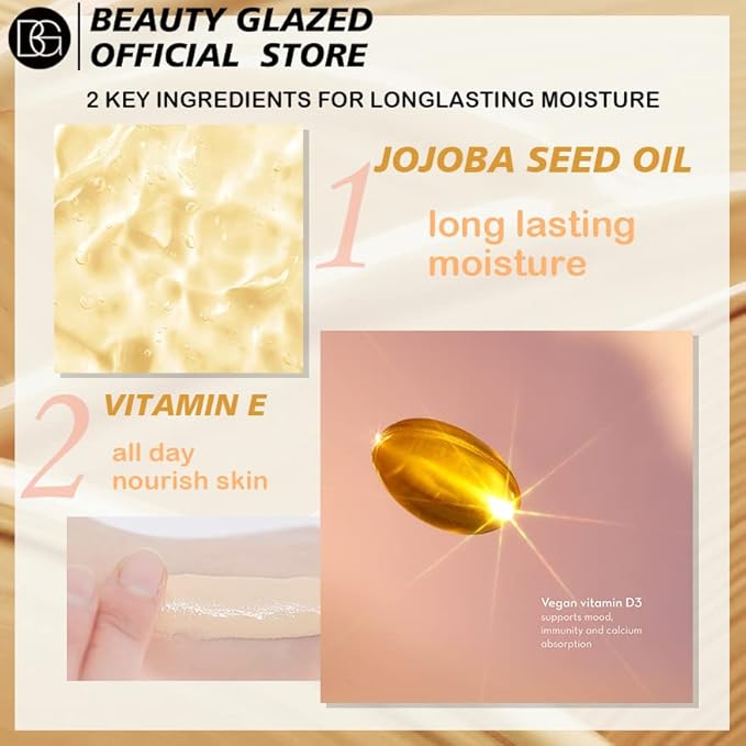 Beauty Glazed Soft Matte Silky Full Coverage Liquid Foundation - Multi-Use Buildable, Lightweight Feel, Oil Control, Longwear, Naturally Flawless Coverage (105 Sand)