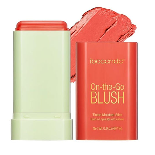 Multi-Use Makeup Blush Stick,Cream Blush Stick,Solid Moisturizer Stick,Waterproof Natural Nude Makeup,Tinted Solid Moisturizer Stick for Eyes Lips Cheek (3#Coral Orange)