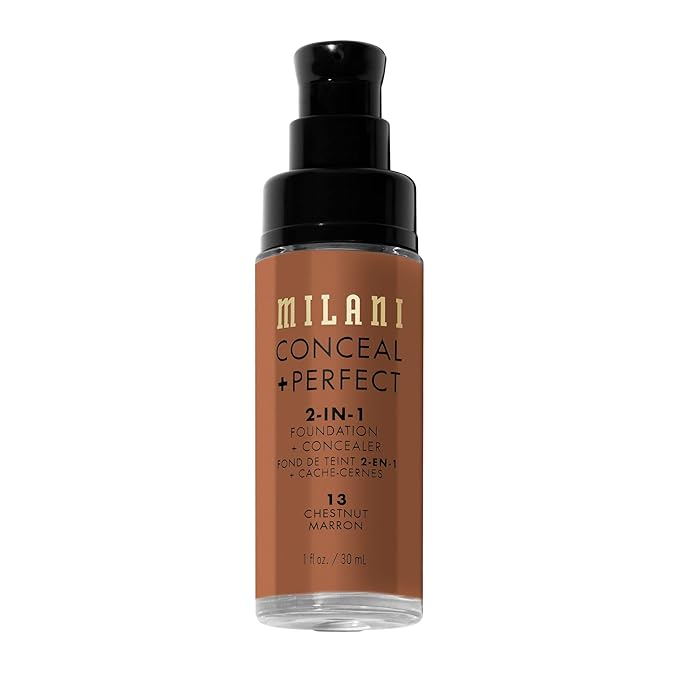 Milani Conceal + Perfect 2-in-1 Foundation + Concealer - Chestnut (1 Fl. Oz.) Cruelty-Free Liquid Foundation - Cover Under-Eye Circles, Blemishes & Skin Discoloration for a Flawless Complexion