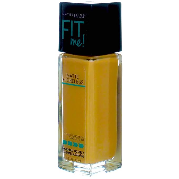 Maybelline New York Fit Me! Matte + Poreless Foundation, Warm Honey [322] 1 oz (Pack of 4)