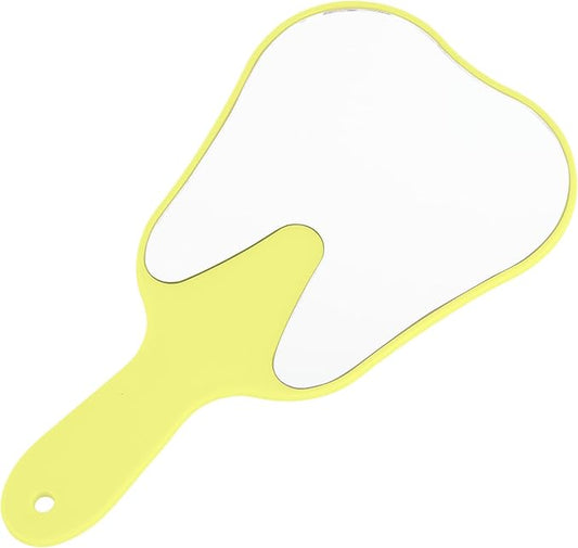 Annhua Hand Mirrors with Handle Tooth-Shape Dental Mirror Tool Face Mirror Yellow, Hand Held Travel Mirror Small and Cute, Used for Oral Clinic, Salon, Barber and Hairdressing