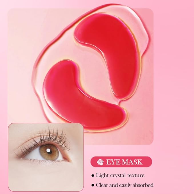 10 Pair Under Eye Mask & 10 Pair Lip Mask Skincare Set, Rose Pink Lip Patches & Under Eye Patches for Puffy Eyes, Dark Circles, Dry Lips Lines, Deep Hydrating Moisturizing, Gifts for Mom Women