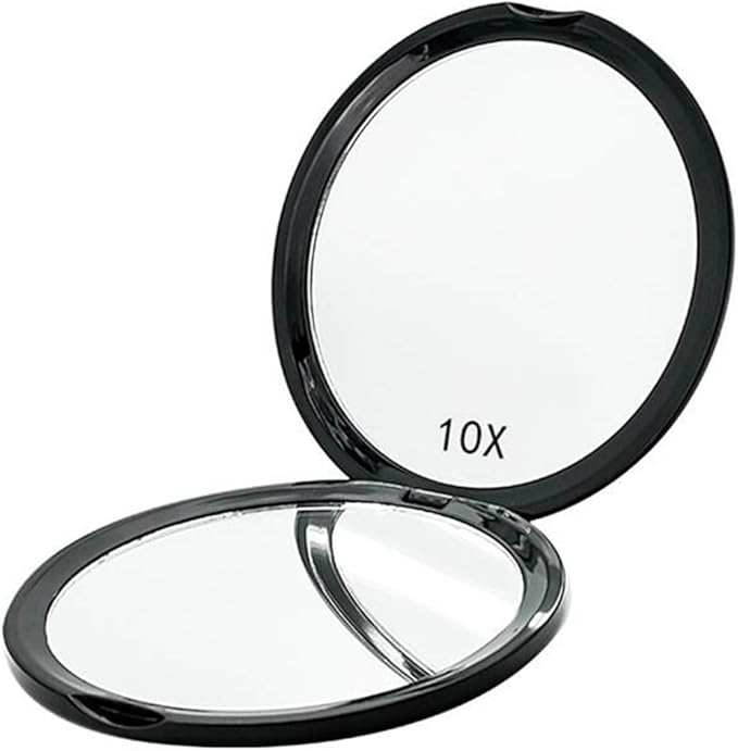 Magnifying Compact Mirror for Purse - 1x/10x Magnification Travel Makeup Mirror 4 inch Double-Sided Folding Mirror,Handheld Small Pocket Mirror for Gift,Travel Essentials