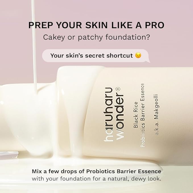 haruharu Wonder Black Rice Probiotics Barrier Essence, Skin Flooding & Layering, Strengthens Skin Barrier, Moisturizes, Glowy Radiant Skin, Ceramide & Panthenol, Holiday Stocking Stuffer, 4.05 fl.oz