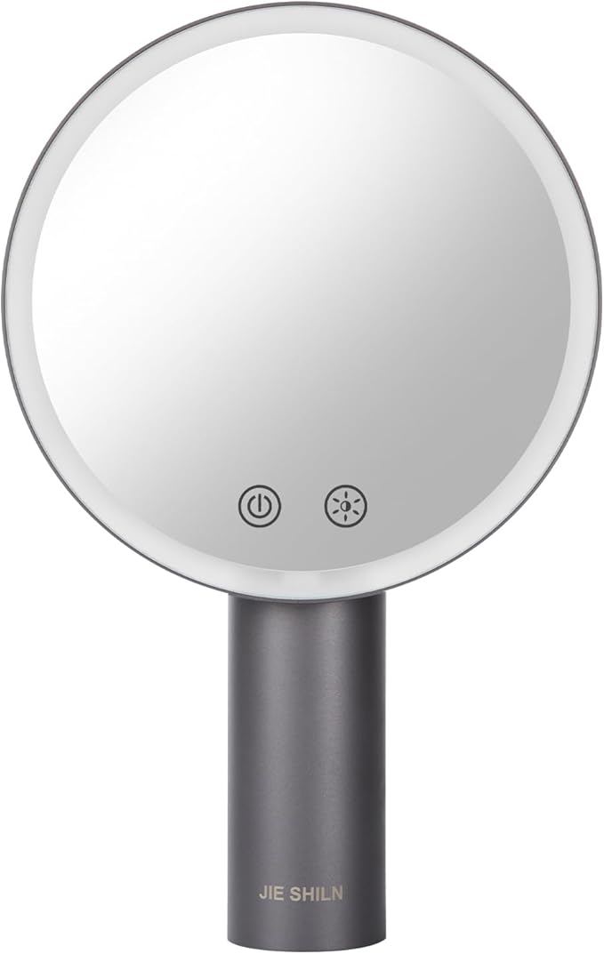 8.9" Vanity Mirror with Lights,Makeup Mirror with 3 LED Colors,5X Magnifying Mirror,Rechargeable & Brightness Adjustable,Touch Screen,Portable LED Mirror Gifts for Girls