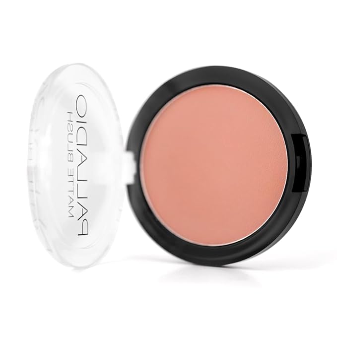 Palladio Matte Blush, Brushes onto Cheeks Smoothly, Soft Matte Look and Even Finish, Flawless Velvety Coverage, Effortless Blending Makeup, Flatters the Face, Convenient Compact, Peach Ice