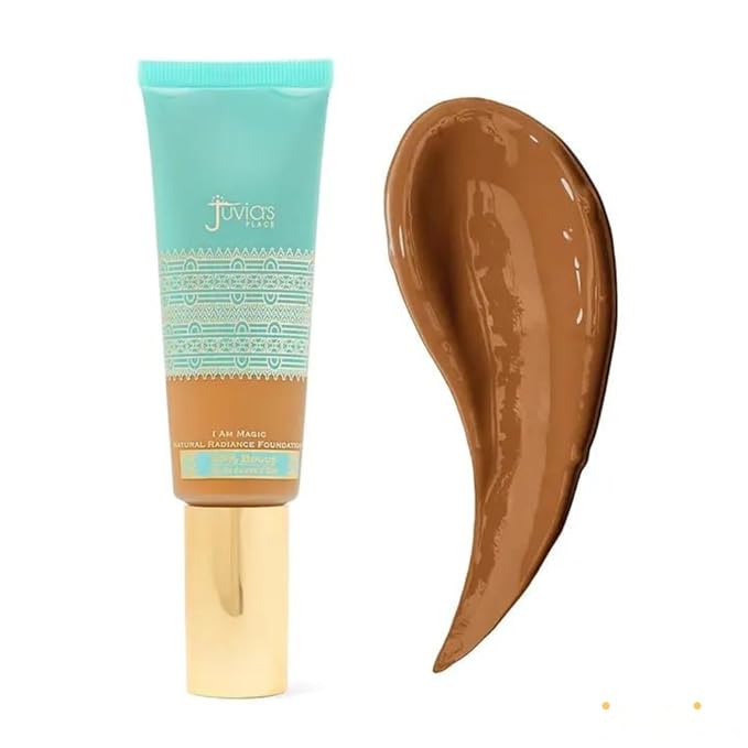Juvia's Place I Am Magic Natural Radiance Foundation - 415Mombasa - Full Coverage Liquid Foundation Makeup for Dry, Mature, Aging, and Combination Skin - Lightweight Longwear Base with Radiant Finish