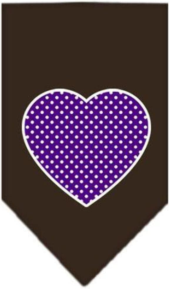 Mirage Pet Products Purple Swiss Dot Heart Screen Print Bandana for Pets, Large, White