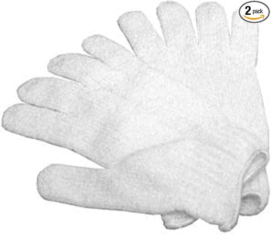 Baul Service and Supply -Loofah Bath Sponge & Glove Bundle- [Full Body Exfoliation White Set w/Soft Mesh Sponge & Glove- Unisex Adults/Unisex Kids] [2 pc Included]