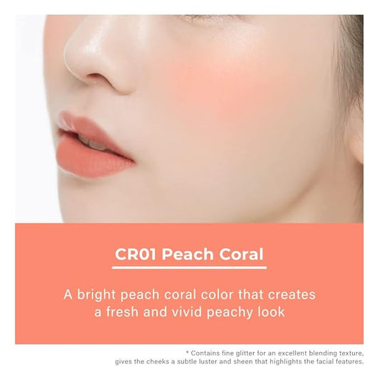 A'PIEU Juicy-Pang Jelly Blusher [CR01] (0.17 oz) - Soft Touch Cheek Color with Creamy Powdery Texture for Natural Dewy-Finish, No Fall-Out.