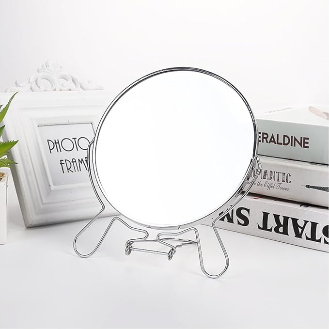 6inch Magnifying Mirror with Stand & Suction Cups, Two-Sided Portable Transparent Rotating Makeup Mirror Friendly Cosmetic Mirror for Handheld Table Wall-Mounted Use