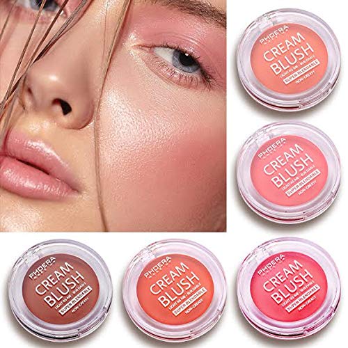 PHOERA Makeup Face Cheek Blush Cream Matte Blusher Super blend-able Sweat-Resistant Pressed Foundation Non_Greasy Palette (102 PEACH)