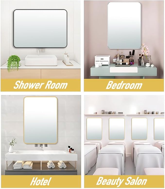 24x36 Mirror Rectangle Full Length Wall Mounted Hanging or Against Wall Metal Frame Dressing Make-up Mirrors for Entryway Bedroom Bathroom Living Room 24 36 36x24 inch Silver