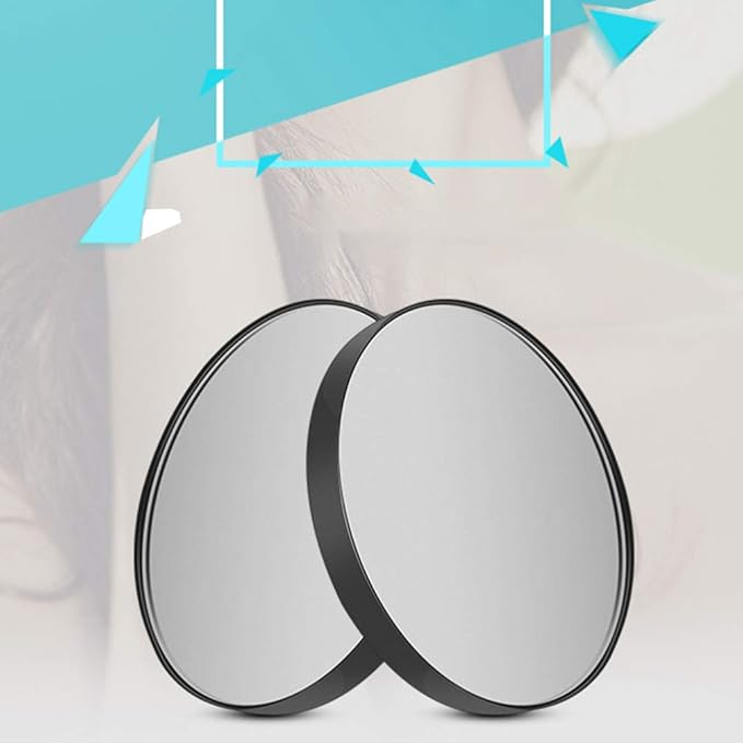 8. 8cm 10X Magnifying Glass Mirror Small Round Wall Mirror Cosmetic Makeup Mirror Pocket Mirror Bathroom Mirror with Suction Cups (Black)