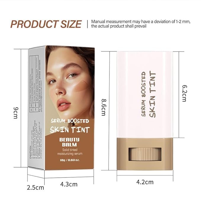 2PCS 3-in-1combining Foundation Stick Beauty Balm Serum Boosted Skin Tint,Solid Tinted Moisturizing Serum Contour Foundation Face for Women,Natural Finish Makeup,Buildable Medium-to-Full Coverage(#03)